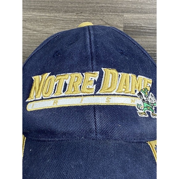 VINTAGE Notre Dame Fighting Irish Hat Cap Snap Back Blue Starter Football Mens - Picture 2 of 10